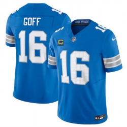 Men Detroit Lions 16 Jared Goff Blue 2024 F U S E  With 4 Star C Patch Vapor Limited Stitched Jersey