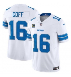 Men Detroit Lions 16 Jared Goff White 2024 F U S E  With 4 Star C Patch Vapor Limited Stitched Jersey