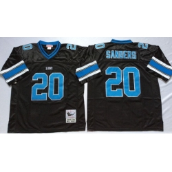 Men Detroit Lions 20 Barry Sanders Black M&N Throwback Jersey