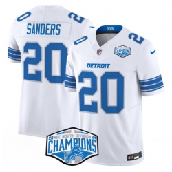 Men Detroit Lions 20 Barry Sanders White 2024 NFC North Champions F U S E  Vapor Limited Stitched Jersey