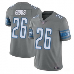 Men Detroit Lions 26 Jahmyr Gibbs Grey Vapor Untouchable Limited Stitched Jersey