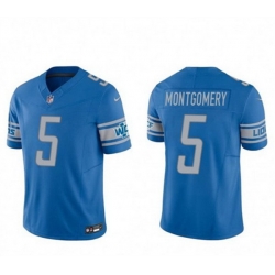 Men Detroit Lions 5 David Montgomery Blue 2023 F U S E  Vapor Untouchable Limited Stitched Jersey