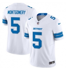 Men Detroit Lions 5 David Montgomery White 2024 F U S E  Vapor Limited Stitched Jersey