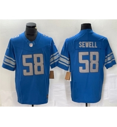 Men Detroit Lions 58 Penei Sewell Blue 2023 F U S E  Vapor Untouchable Limited Stitched Jersey