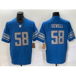 Men Detroit Lions 58 Penei Sewell Blue 2023 F U S E  Vapor Untouchable Limited Stitched Jersey