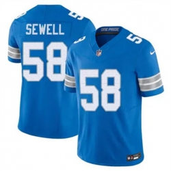 Men Detroit Lions 58 Penei Sewell Blue 2024 F U S E Alternate Vapor Limited Stitched Jersey