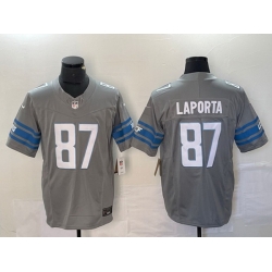 Men Detroit Lions 87 Sam LaPorta Grey 2023 F U S E  Vapor Untouchable Limited Stitched Jersey