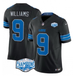 Men Detroit Lions 9 Jameson Williams Black 2024 NFC North Champions F U S E  Vapor Limited Stitched Jersey