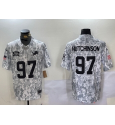 Men Detroit Lions 97 Aidan Hutchinson 2024 F U S E Arctic Camo Salute To Service Limited Stitched Football Jersey