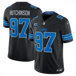 Men Detroit Lions 97 Aidan Hutchinson Black 2024 F U S E  With 1 Star C Patch 2nd Alternate Vapor Limited Stitched Jersey