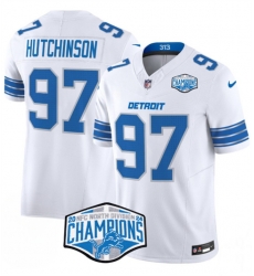 Men Detroit Lions 97 Aidan Hutchinson White 2024 NFC North Champions F U S E  Vapor Limited Stitched Jersey