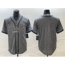 Men Detroit Lions Blank Grey Cool Base Stitched Baseball Jersey