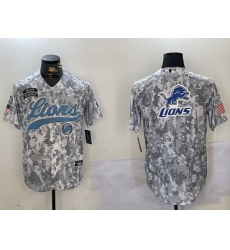 Men Detroit Lions Team Big Logo 2024 Arctic Camo Salute To Service Stitched Baseball Jersey 1