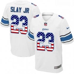 Men Nike Detroit Lions 23 Darius Slay Jr Elite White Road USA Flag Fashion NFL Jersey