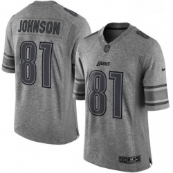 Men Nike Detroit Lions 81 Calvin Johnson Limited Gray Gridiron NFL Jersey