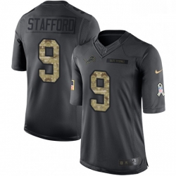 Men Nike Detroit Lions 9 Matthew Stafford Limited Black 2016 Salute to Service NFL Jersey