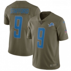 Men Nike Detroit Lions 9 Matthew Stafford Limited Olive 2017 Salute to Service NFL Jersey