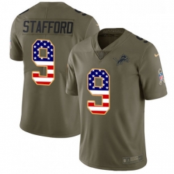 Men Nike Detroit Lions 9 Matthew Stafford Limited OliveUSA Flag Salute to Service NFL Jersey