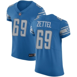 Men Nike Lions #69 Anthony Zettel Blue Team Color Stitched NFL Vapor Untouchable Elite Jersey