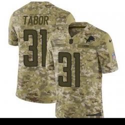 Nike Lions #31 Teez Tabor Camo Mens Stitched NFL Limited 2018 Salute To Service Jersey