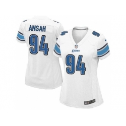 Nike NFL Detroit Lions #94 Ziggy Ansah Limited Women's Road White Jersey