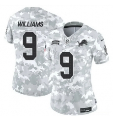 Women Detroit Lions 9 Jameson Williams 2024 F U S E Arctic Camo Salute To Service Limited Stitched Jersey