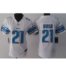 Women Nike Detroit Lions 21 Reggie Bush White LIMITED Jerseys