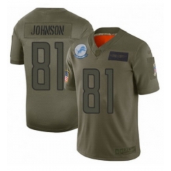 Womens Detroit Lions 81 Calvin Johnson Limited Camo 2019 Salute to Service Football Jersey
