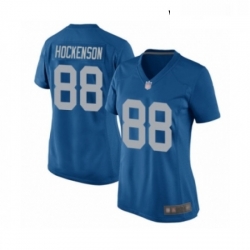 Womens Detroit Lions 88 TJ Hockenson Game Blue Alternate Football Jersey