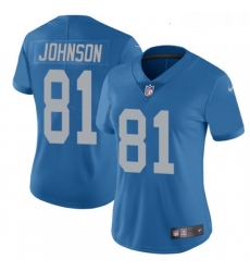 Womens Nike Detroit Lions 81 Calvin Johnson Elite Blue Alternate NFL Jersey