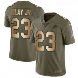 Youth Nike Detroit Lions 23 Darius Slay Jr Limited Olive Gold Salute to Service NFL Jersey