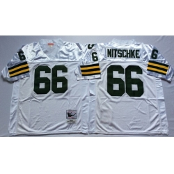 Men Green Bay Green Bay Packers 66 Ray Nitschke White M&N Throwback Jersey