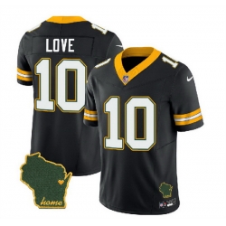 Men Green Bay Packers 10 Jordan Love Black 2023 F U S E  Home Patch Vapor Untouchable Limited Stitched Jersey