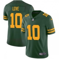 Men Green Bay Packers 10 Jordan Love Green Color Rush Vapor Limited Stitched Football Jersey
