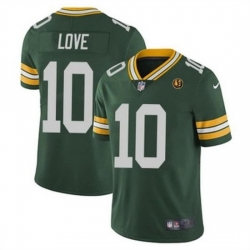 Men Green Bay Packers 10 Jordan Love Green Vapor Limited Throwback Stitched Football Jersey