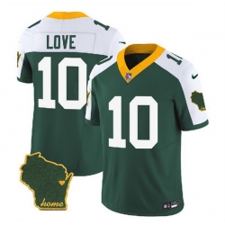 Men Green Bay Packers 10 Jordan Love Green White 2023 F U S E  Home Patch Vapor Untouchable Limited Stitched Jersey