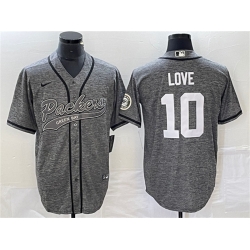 Men Green Bay Packers 10 Jordan Love Grey Cool Base Stitched Baseball Jersey