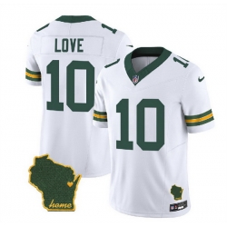 Men Green Bay Packers 10 Jordan Love White 2023 F U S E  Home Patch Vapor Untouchable Limited Stitched Jersey