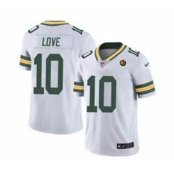 Men Green Bay Packers 10 Jordan Love White Vapor Limited Throwback Stitched Football Jersey