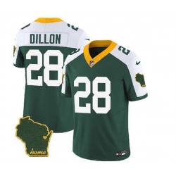 Men Green Bay Packers 28 A J  Dillon Green White 2023 F U S E  Home Patch Vapor Untouchable Limited Stitched Jersey