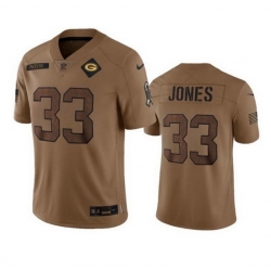 Men Green Bay Packers 33 Aaron Jones Brown 2023 Salute To Service Limited Stitched Jersey