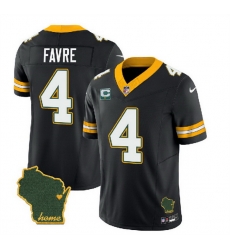 Men Green Bay Packers 4 Brett Favre Black 2023 F U S E  Home Patch And 1 Star C Patch Vapor Untouchable Limited Stitched Jersey