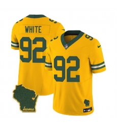 Men Green Bay Packers 92 Reggie White Gold 2023 F U S E  Home Patch Vapor Untouchable Limited Stitched Jersey