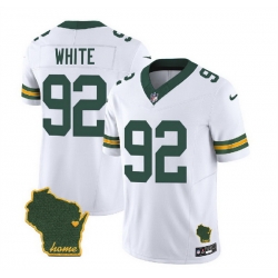 Men Green Bay Packers 92 Reggie White White 2023 F U S E  Home Patch Vapor Untouchable Limited Stitched Jersey