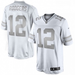 Men Nike Green Bay Packers 12 Aaron Rodgers Limited White Platinum NFL Jersey