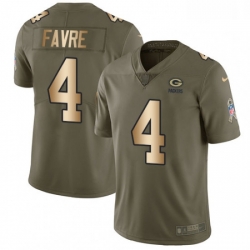 Men Nike Green Bay Packers 4 Brett Favre Limited OliveGold 2017 Salute to Service NFL Jersey