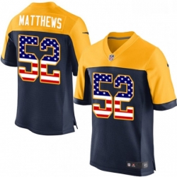 Men Nike Green Bay Packers 52 Clay Matthews Elite Navy Blue Alternate USA Flag Fashion NFL Jersey