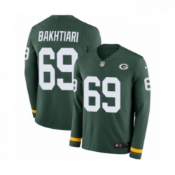 Men Nike Green Bay Packers 69 David Bakhtiari Limited Green Therma Long Sleeve NFL Jersey