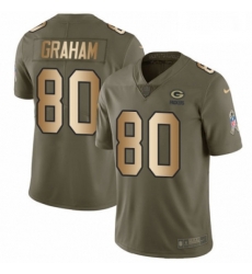 Men Nike Green Bay Packers 80 Jimmy Graham Limited OliveGold 2017 Salute to Service NFL Jersey