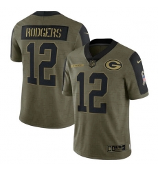 Men's Green Bay Packers Aaron Rodgers Nike Olive 2021 Salute To Service Limited Player Jersey